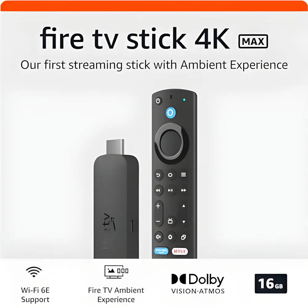 Fire TV Stick 4K Max with remote, the ultimate max streaming device that supports Wi-Fi