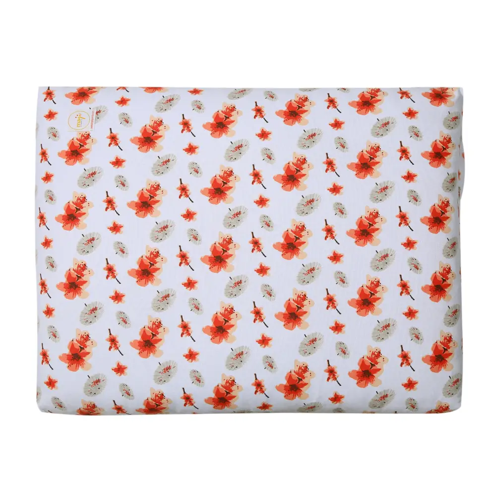 Floral patterned fabric on a Floral Zabuton Yoga Meditation Cushion for comfy practice