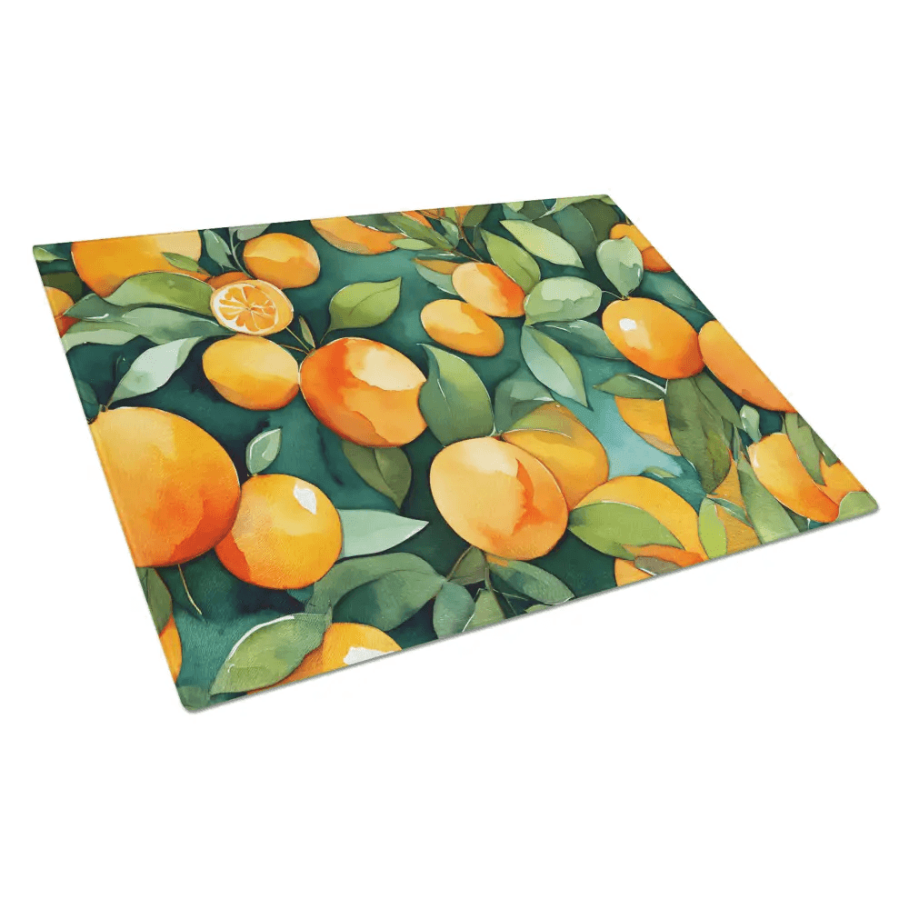 Zesty Orange Tempered Glass Cutting Board: Slice in Style! Here's the Product Description: Add a Splash of Citrus Sunshine to your Kitchen - Estalios