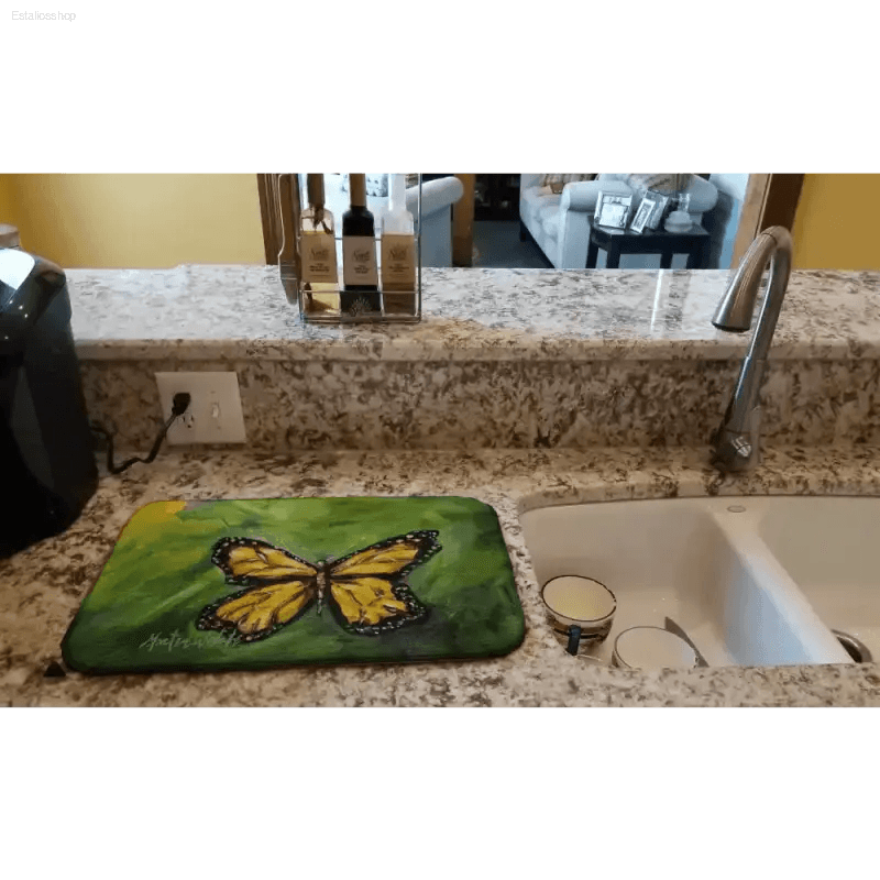 Flutter-dry: Butterfly Dish Drying Mat Magic! Here's the Product Description you Asked For: Introducing the Butterfly Bliss Dish Drying Mat, where Functionality - Estalios