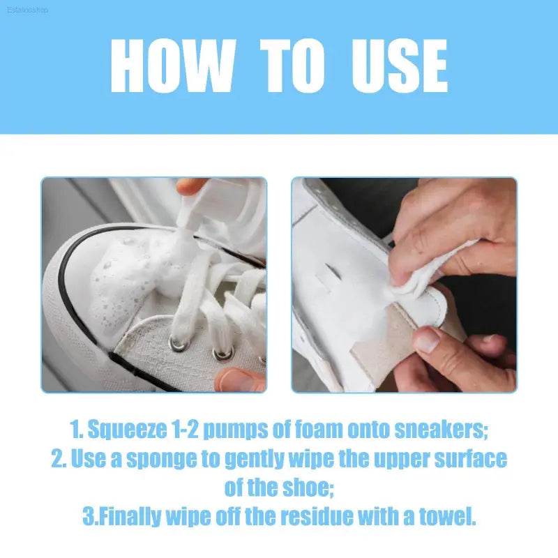 Foam Sneaker Cleaner For Small White Shoes No-Wash Cleaning - Estalios