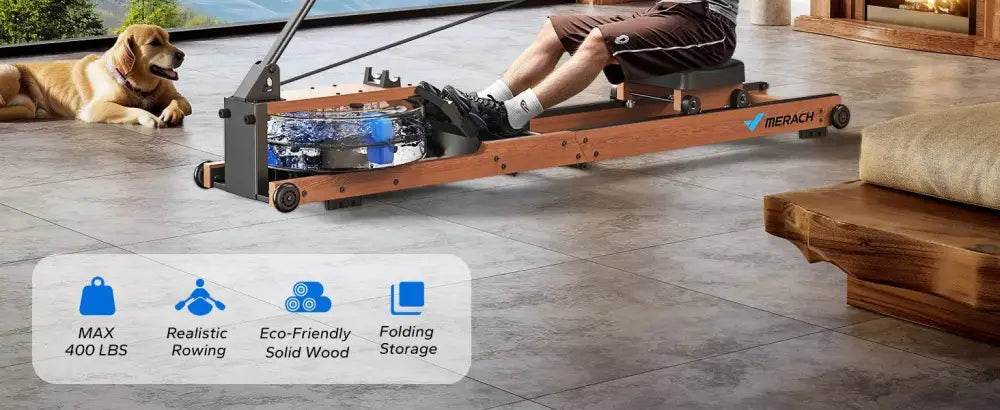 Foldable Water Rowing Machine for Home, 400LBS Capacity - Estalios