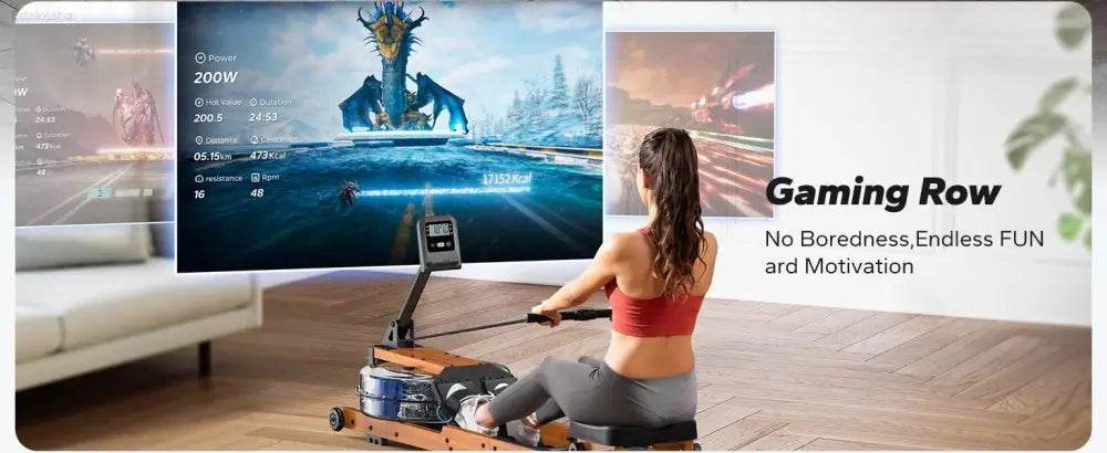 Foldable Water Rowing Machine for Home, 400LBS Capacity - Estalios