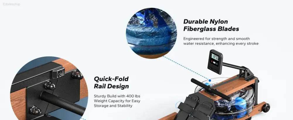 Foldable Water Rowing Machine for Home, 400LBS Capacity - Estalios