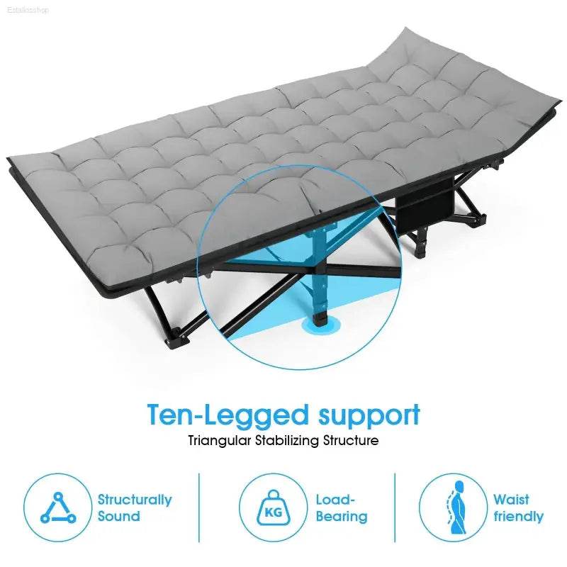 Folding Camping Cot Portable Heavy Duty Bed for Adults - Estalios