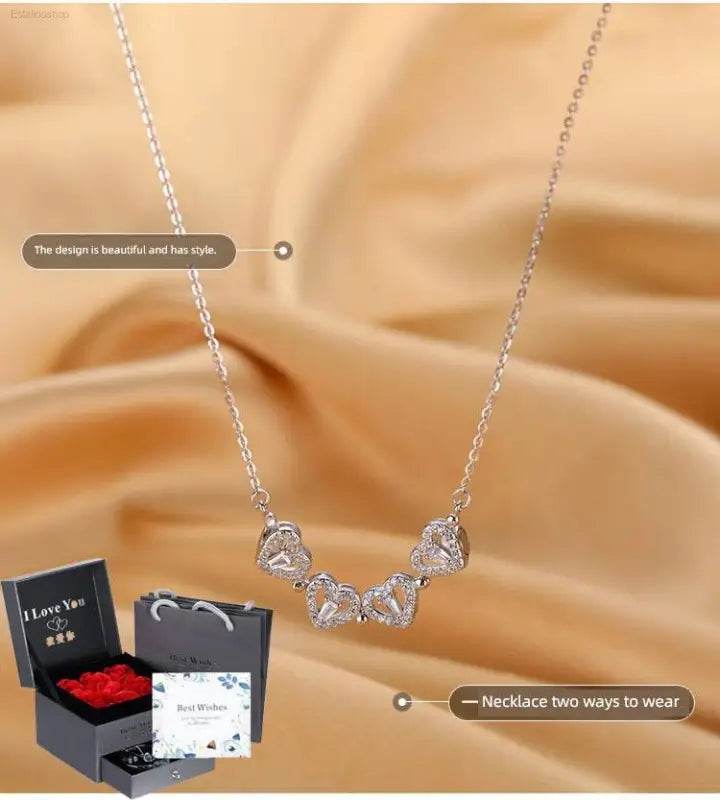 Four-Leaf Clover Genuine Love Necklace Women's Sterling Silver 999 - Estalios
