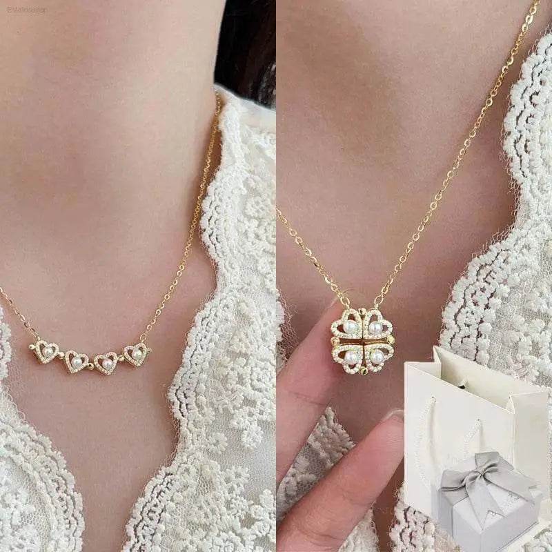Four-Leaf Clover Genuine Love Necklace Women's Sterling Silver 999 - Estalios