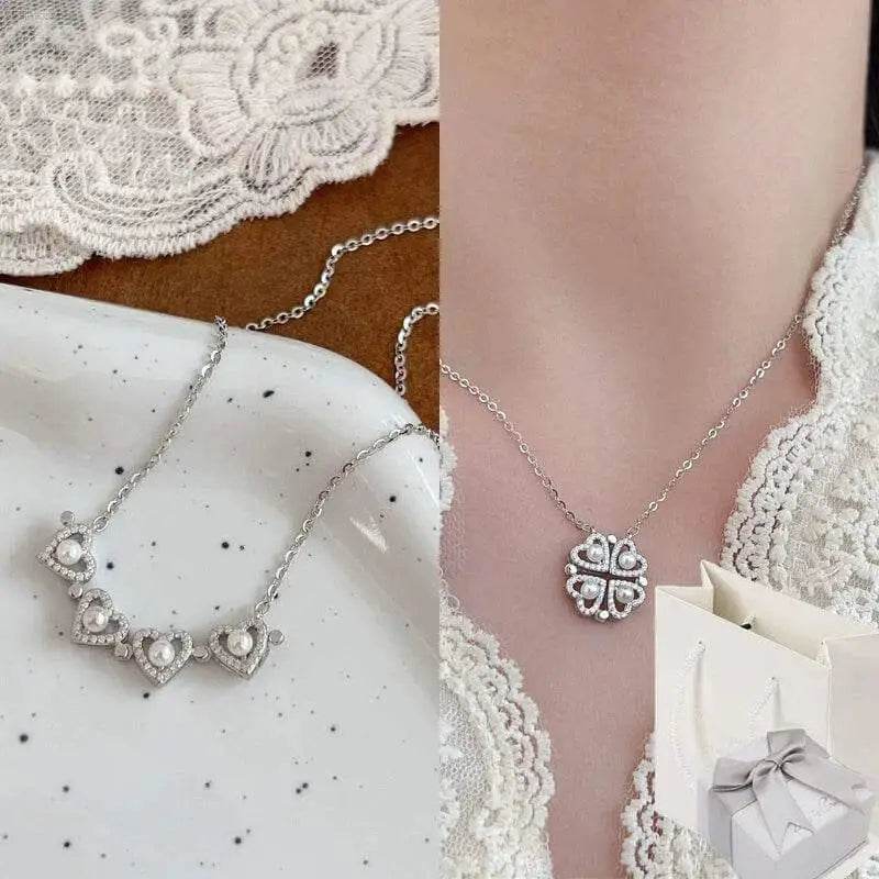 Four-Leaf Clover Genuine Love Necklace Women's Sterling Silver 999 - Estalios