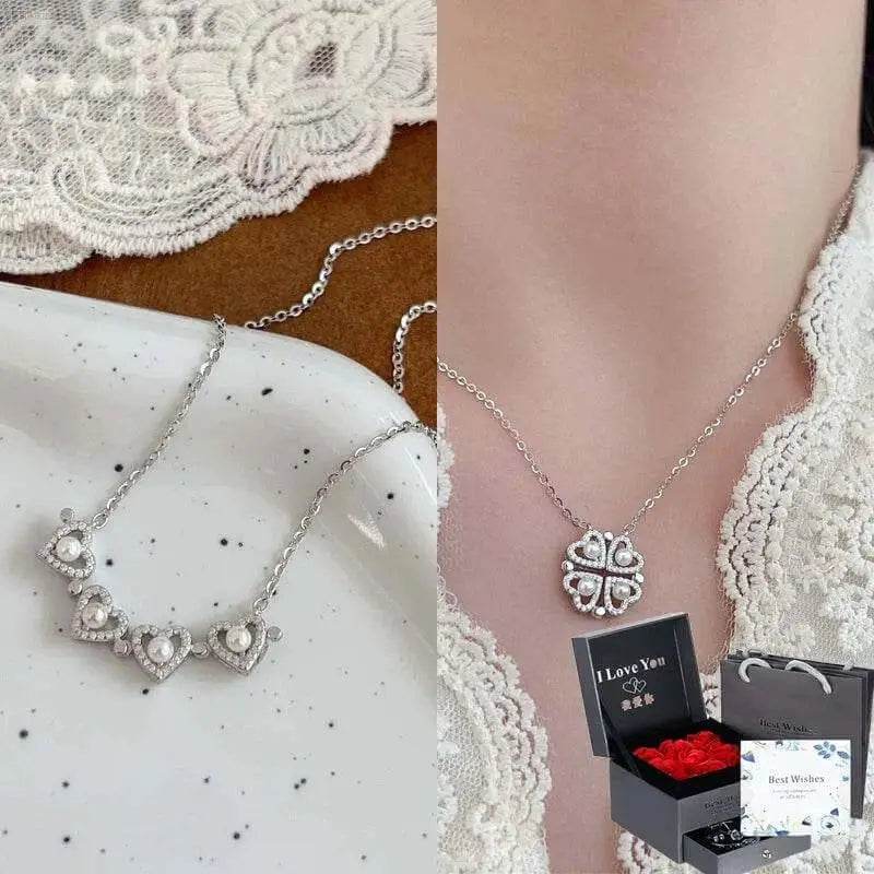 Four-Leaf Clover Genuine Love Necklace Women's Sterling Silver 999 - Estalios