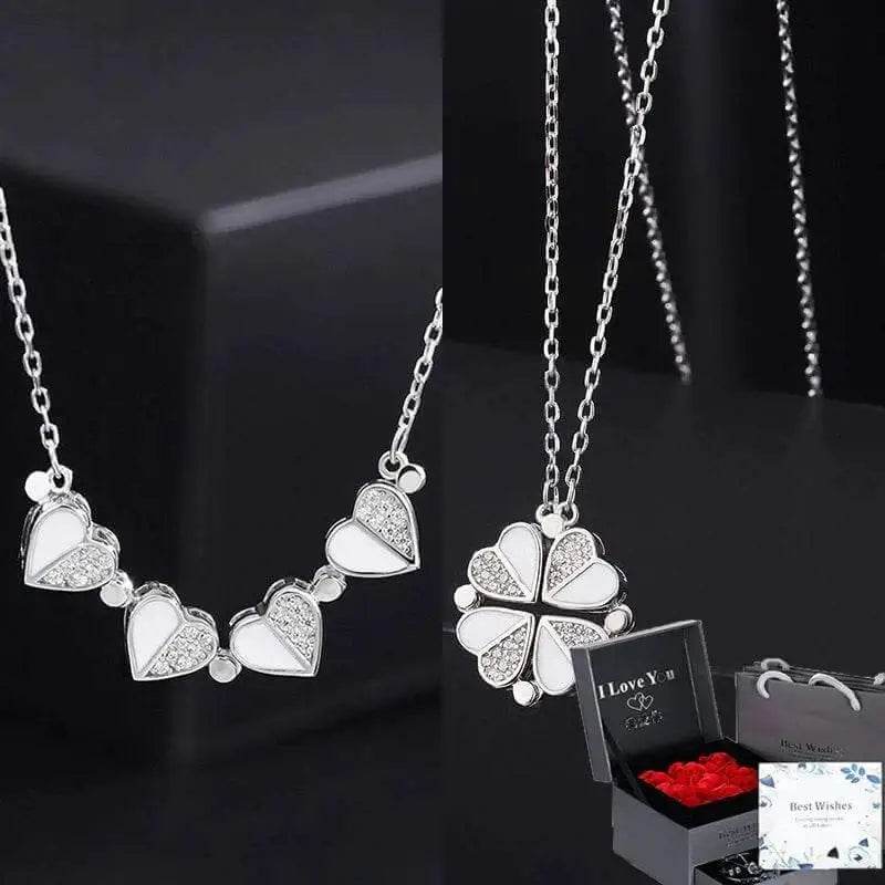 Four-Leaf Clover Genuine Love Necklace Women's Sterling Silver 999 - Estalios