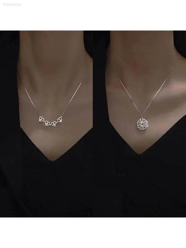 Four-Leaf Clover Genuine Love Necklace Women's Sterling Silver 999 - Estalios