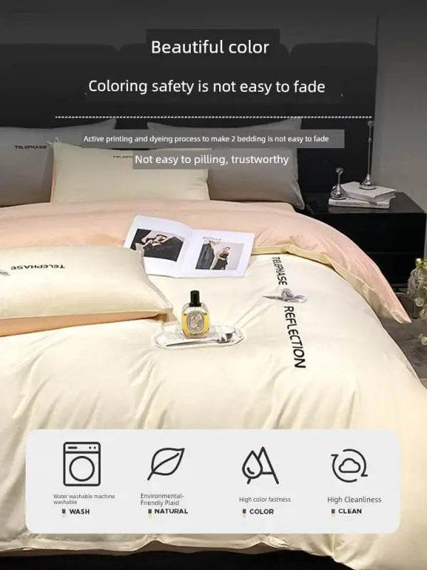 Four-Piece Set All Cotton Pure Cotton 2025 New Arrival Bed Sheets Quilt Cover Bedspread Accessible Luxury Fancy Bed Three-Piece Set Single - Estalios