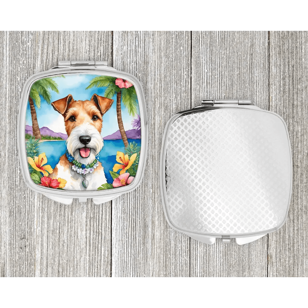 Fox Terrier Luau Compact Mirror for Stylish Travel Touch-Ups - Estalios