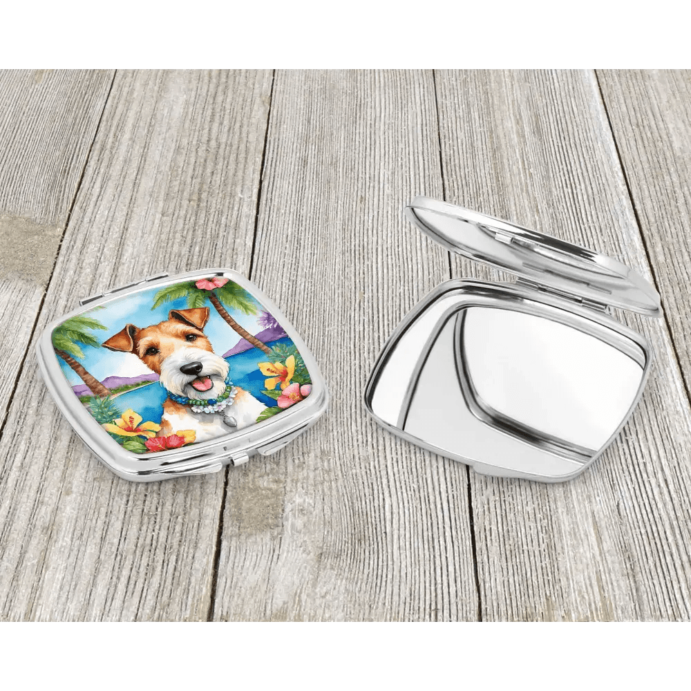 Fox Terrier Luau Compact Mirror for Stylish Travel Touch-Ups - Estalios