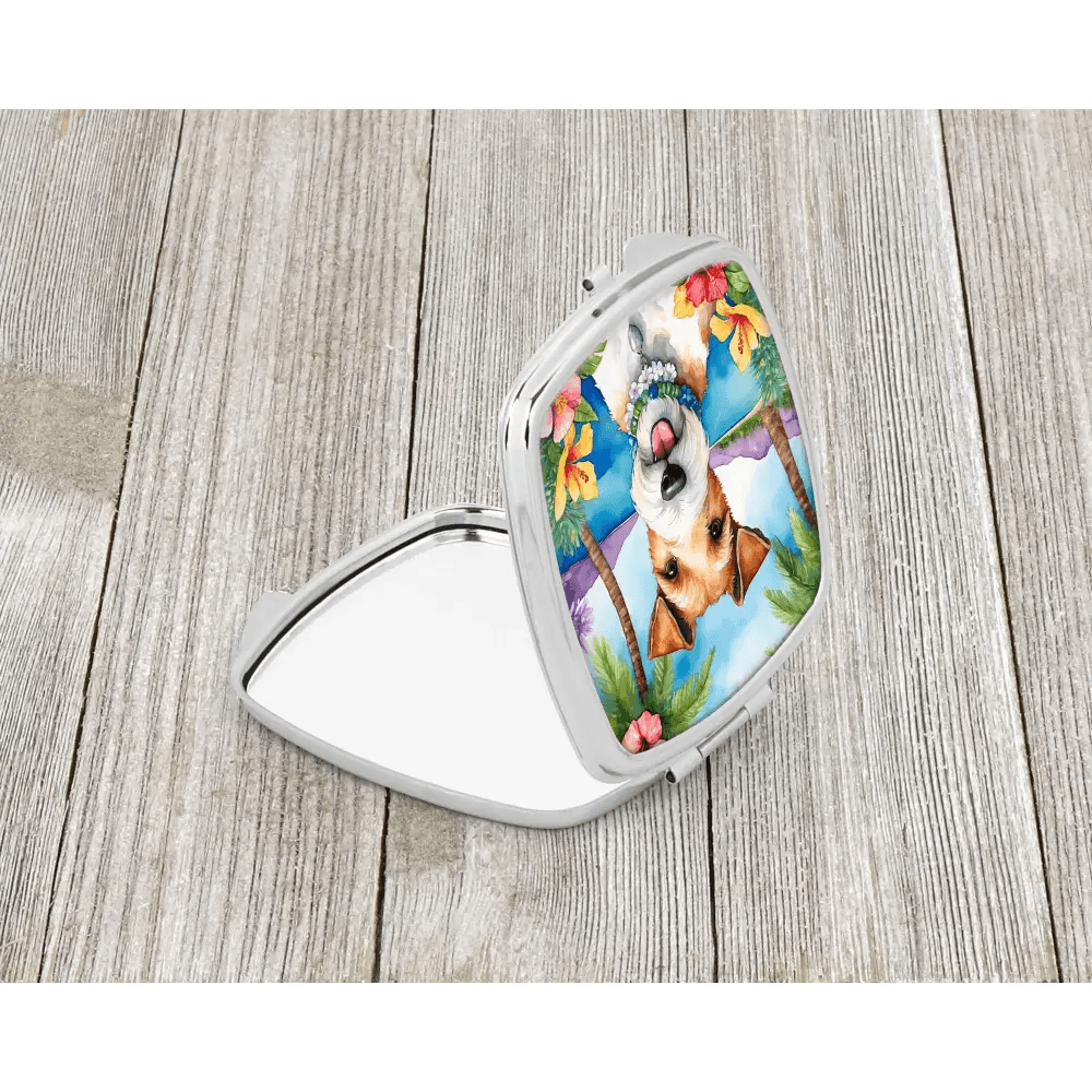 Fox Terrier Luau Compact Mirror for Stylish Travel Touch-Ups - Estalios