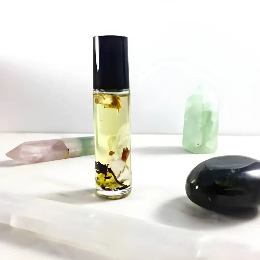 Frankincense Rollerball for Spiritual Practice with Aromatic Oil and Crystals Frankincense Essential