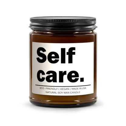 Fresh Balsam Self Care Candle in a brown jar with black lid for relaxing vibes