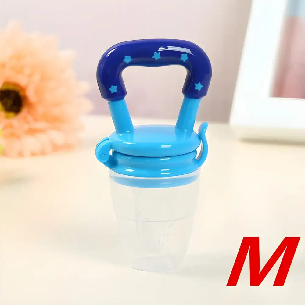 Blue and clear Fresh Food Nibbler baby pacifiers feeder for mess-free snacks