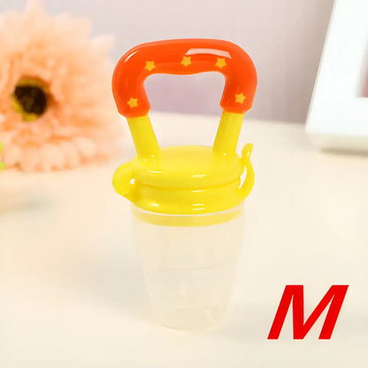 Bright orange-handled Fresh Food Nibbler Baby Pacifiers Feeder for yummy snacks