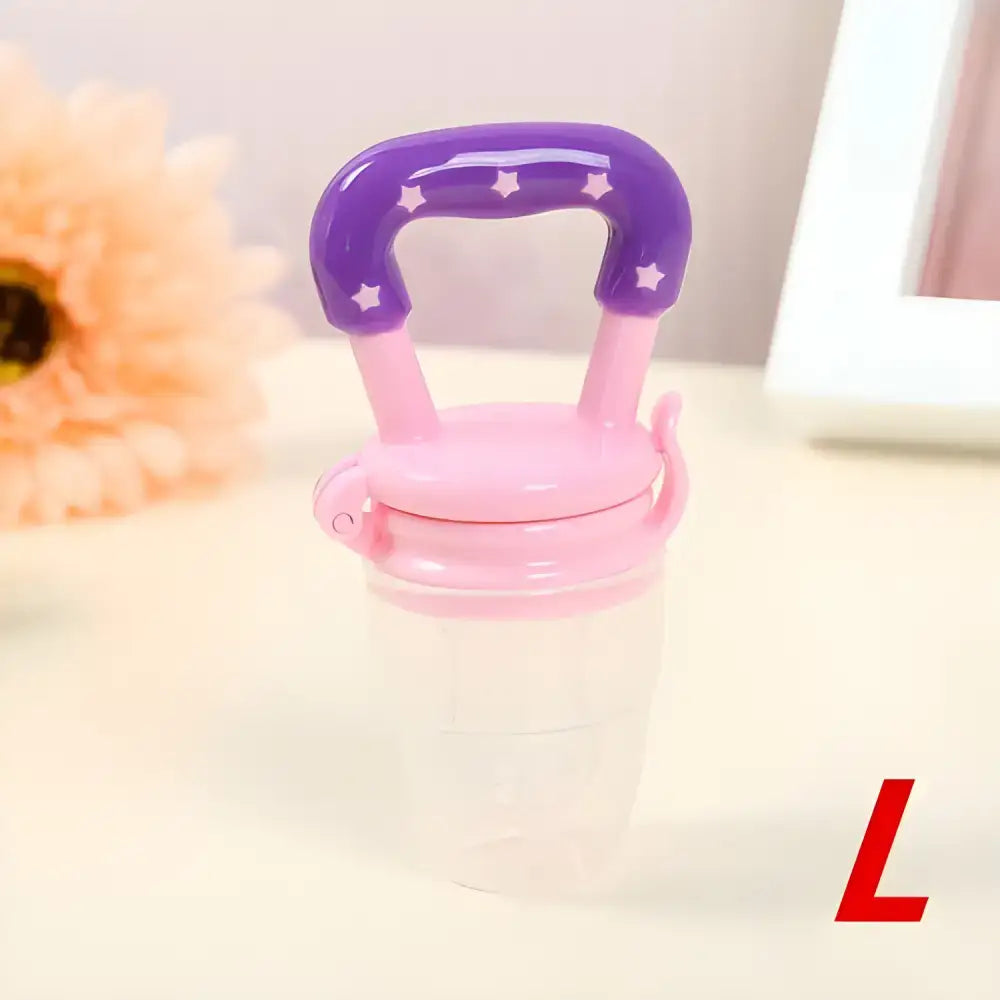 Baby pacifiers feeder with purple handle - Fresh Food Nibbler for tasty snacks