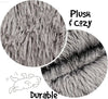 Friends Forever Fluffy Faux Fur Dog Bed - Calming Plush Sofa for Large Dogs, Machine Washable & Non-Slip, 36"x36"x8", Grey