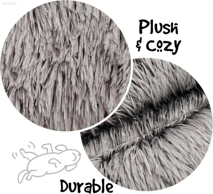 Friends Forever Fluffy Faux Fur Dog Bed - Calming Plush Sofa for Large Dogs, Machine Washable & Non-Slip, 36"x36"x8", Grey