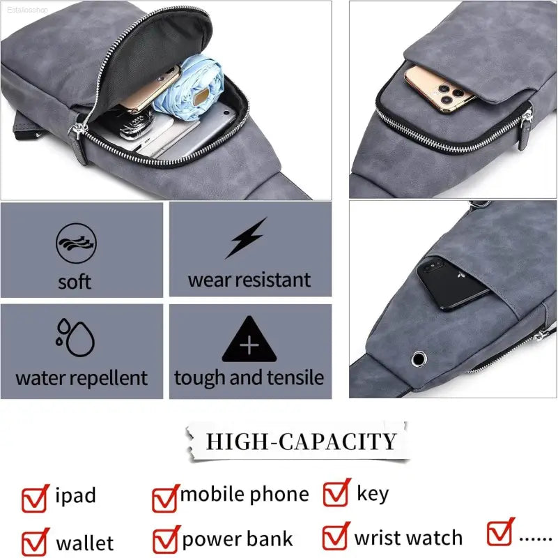 FSD.WG Men's Water-Resistant Sling Backpack - Versatile Crossbody Shoulder Bag for Travel - Estalios