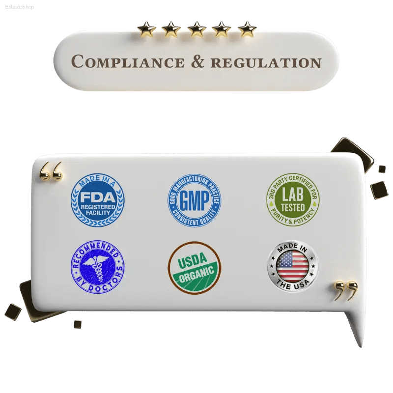 Product compliance and regulation badges.
