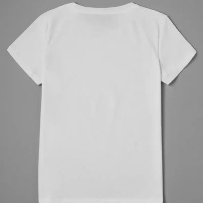 Plain white t-shirt from Funny Cat Women Casual Summer Tee for cat lovers