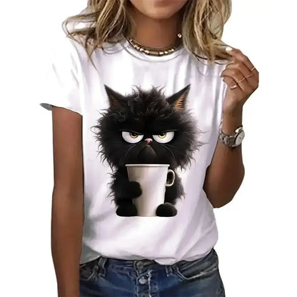 Funny Cat Women Casual Summer Tee