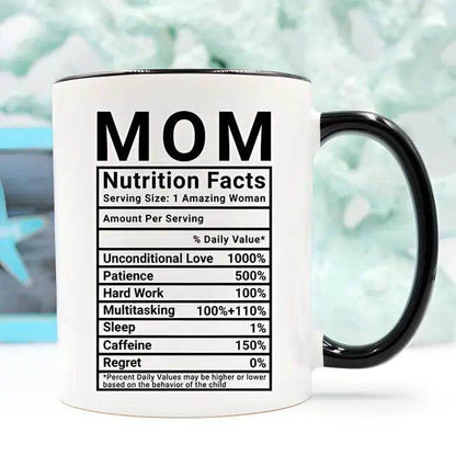 Funny Mom Nutrition Facts Coffee Mug for Laughter Boost - Estalios
