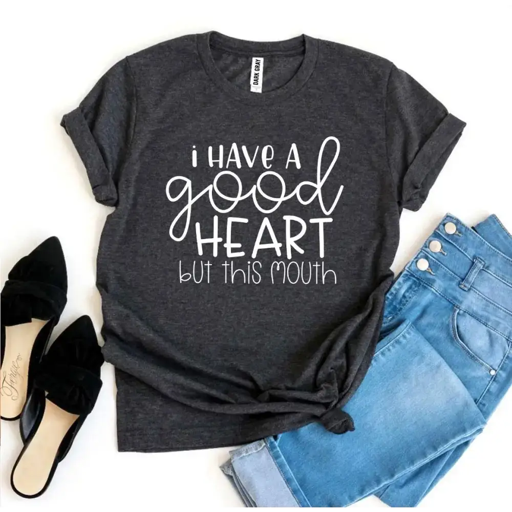 Gray t-shirt with a funny saying from Funny Tees Heather Gray Sold collection