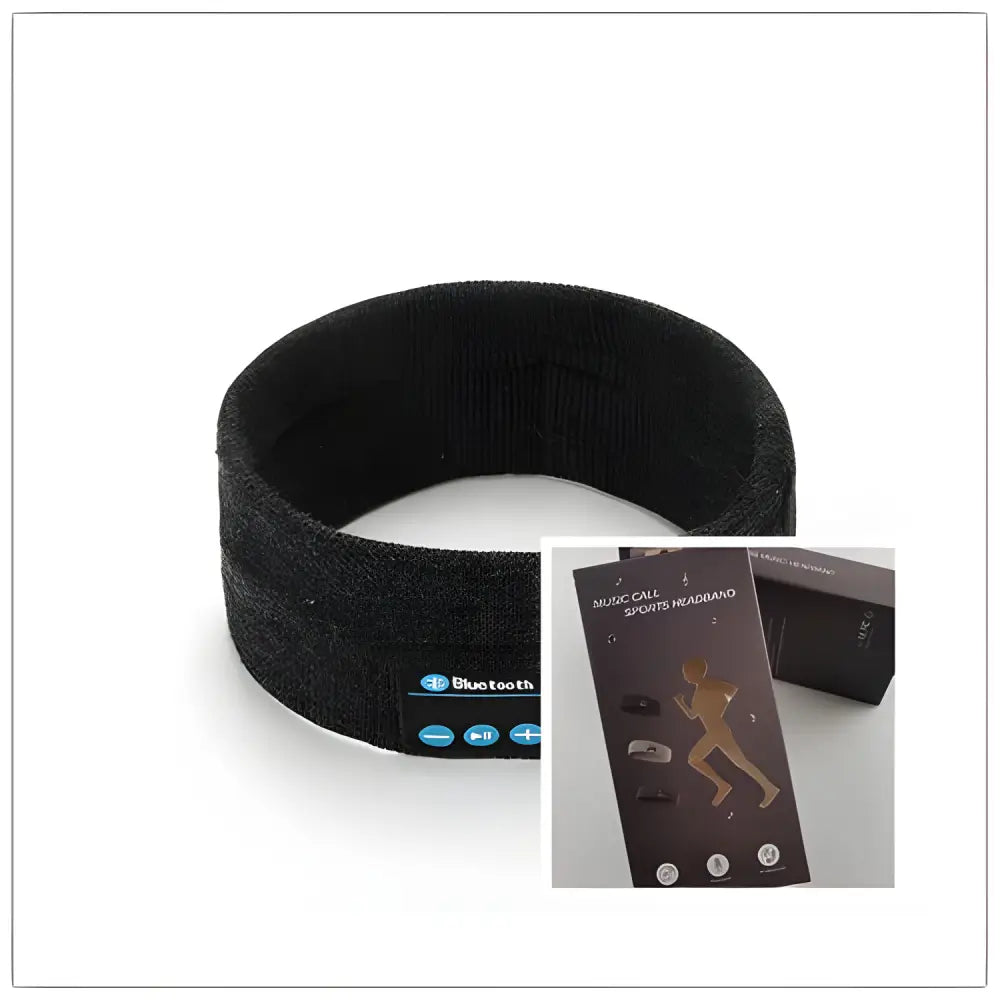 Black Bluetooth sports headband perfect for outdoor fitness yoga sessions