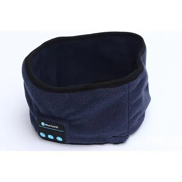 Navy blue fleece Bluetooth headband perfect for outdoor fitness yoga sessions