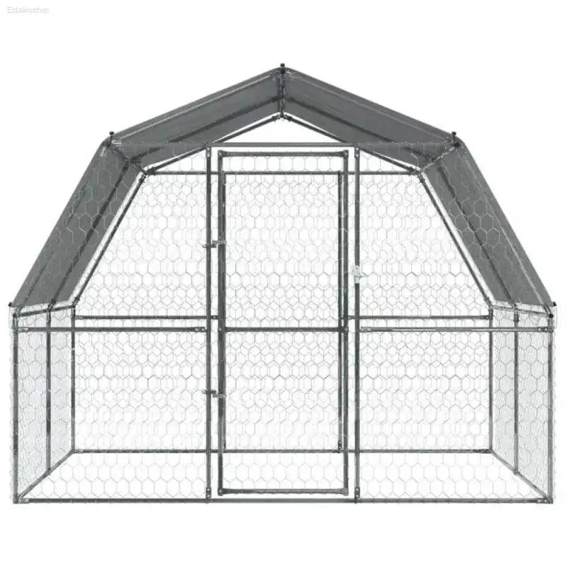 Galvanized Steel Chicken Fortress: Ultimate Dog Cage Upgrade! Introducing the Ultimate Outdoor Haven for your Feathered Friends! this Durable Chicken Coop Provides a Safe and Comfortable - Estalios