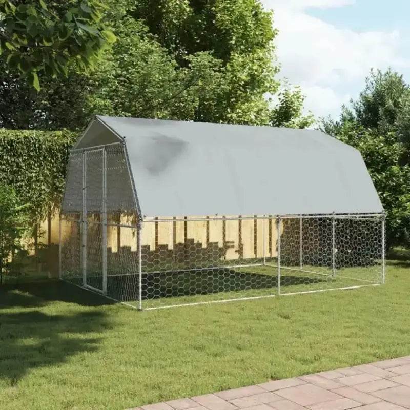 Galvanized Steel Chicken Fortress: Ultimate Dog Cage Upgrade! Introducing the Ultimate Outdoor Haven for your Feathered Friends! this Durable Chicken Coop Provides a Safe and Comfortable - Estalios