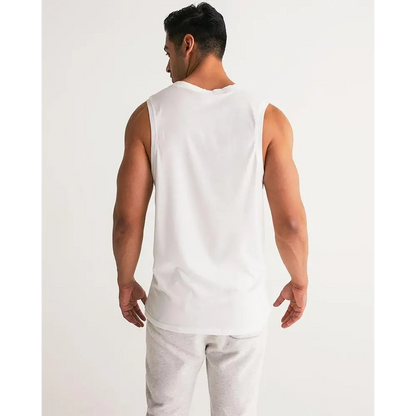 White tank top from Geometric Tank Deals Rib-Knit Trim collection, perfect for summer