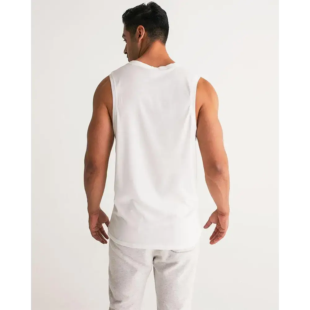 Geometric Tank Deals Rib-Knit Trim - Mens