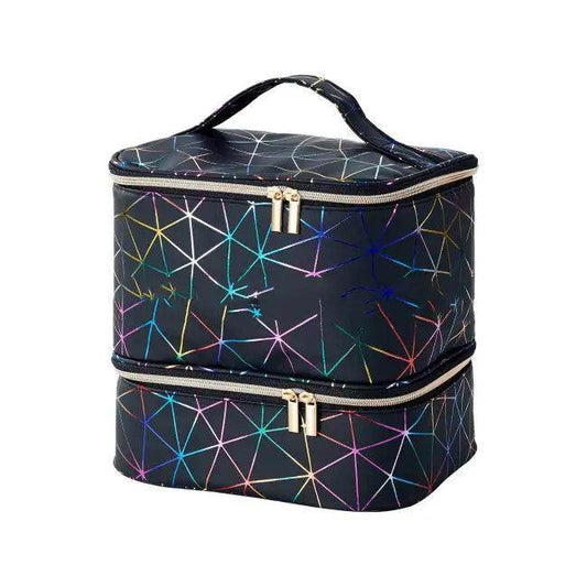 Geometric Two-Tiered Large Capacity Portable Storage Bag - Estalios