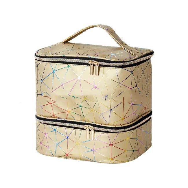 Geometric Two-Tiered Large Capacity Portable Storage Bag - Estalios