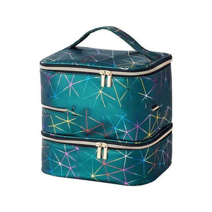 Geometric Two-Tiered Large Capacity Portable Storage Bag - Estalios