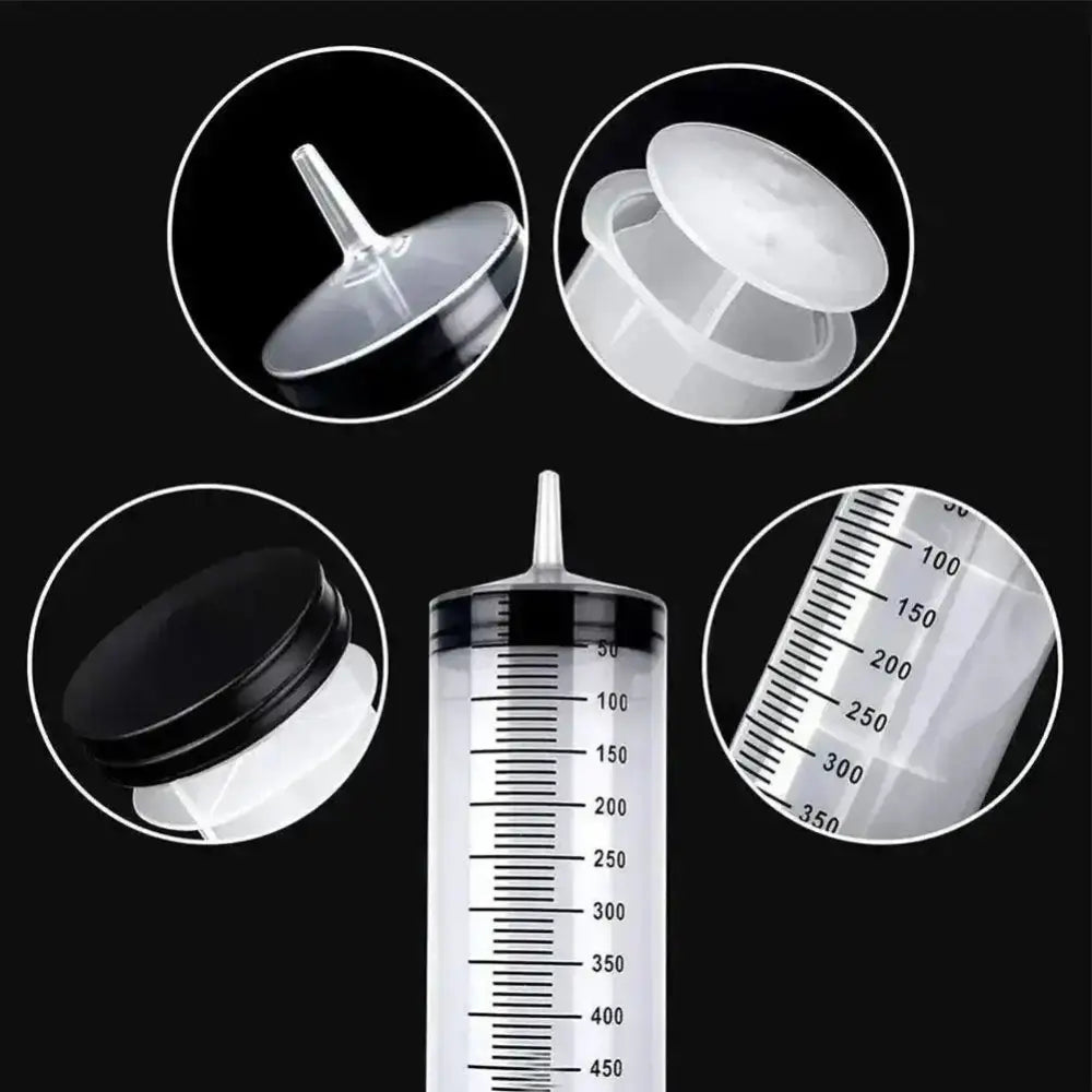 Large plastic syringe with accessories for easy use, perfect for 550ml large capacity jobs