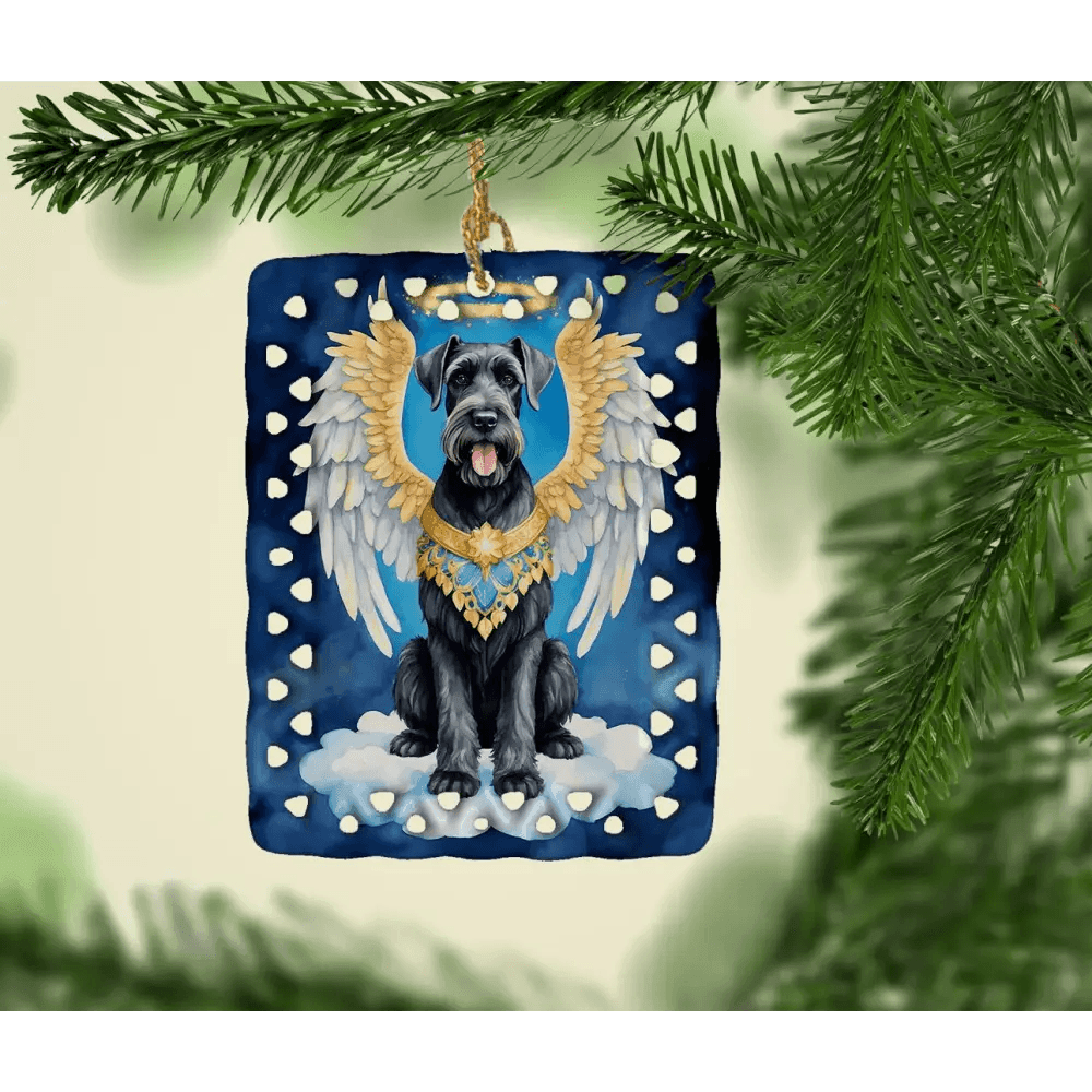 Schnauzer Angel Porcelain Ornament: Heavenly Hounds! Customizable Dog Angel Ornament: Cherish your Furry Friend with this Beautiful, Personalized Keepsake. a Perfect - Estalios
