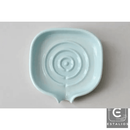 Glossy Celadon Blue Self-Draining Porcelain Soap Dish - Estalios