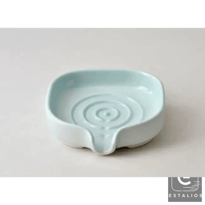 Glossy Celadon Blue Self-Draining Porcelain Soap Dish - Estalios