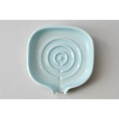 Light blue ceramic soap dish in glossy cobalt blue, perfect for self-draining porcelain soap