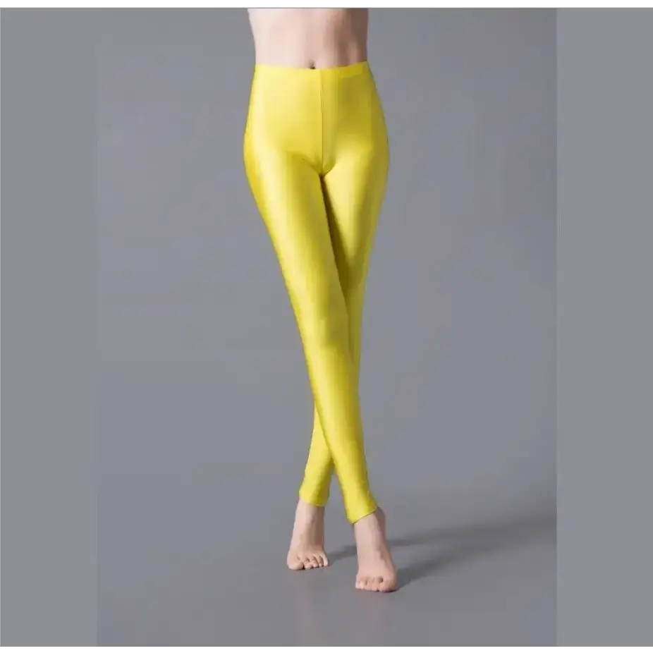 Glossy Seam Yellow Leggings for Womens Fitness