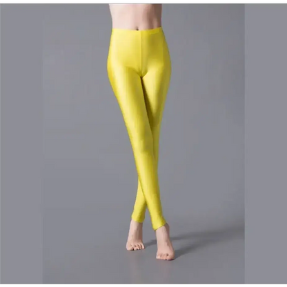 Glossy Seam Yellow Leggings for Womens Fitness