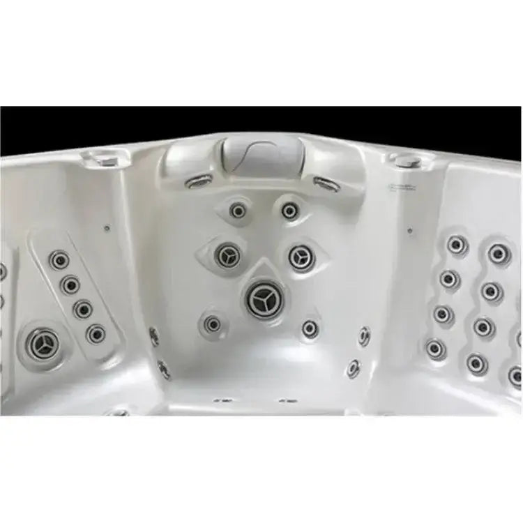 Hot tub interior of the Glow Tub White Outdoor LED Bathtub, perfect for modern freestanding white bathtubs