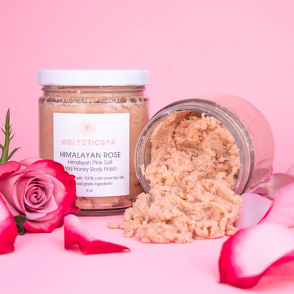 Himalayan Rose Body Polish with Pink Salt and Rose Essential Oil for glowing skin